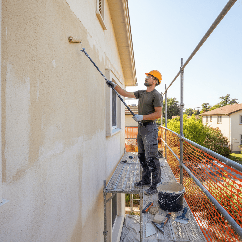 Ravalement de façade d'une maison individuelle par un professionnel