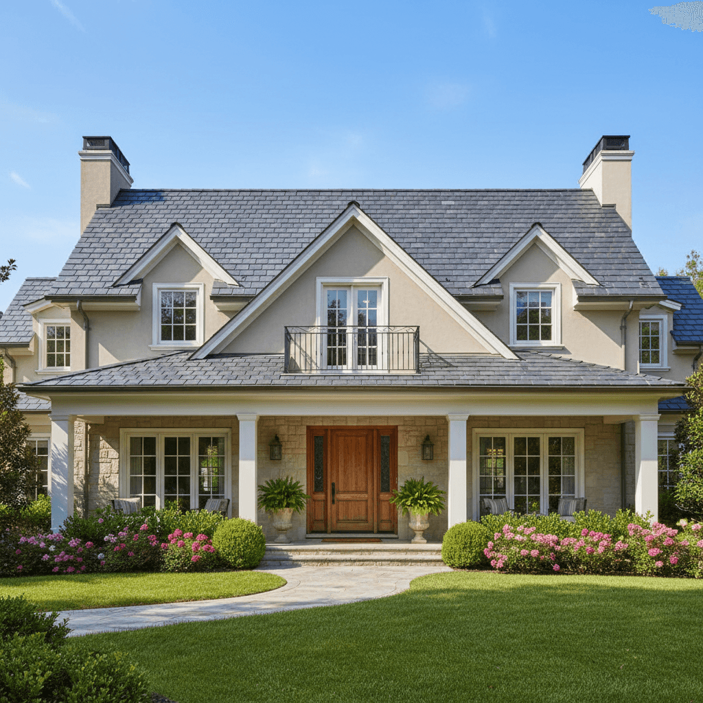 Belle maison individuelle avec toiture propre et bien entretenue