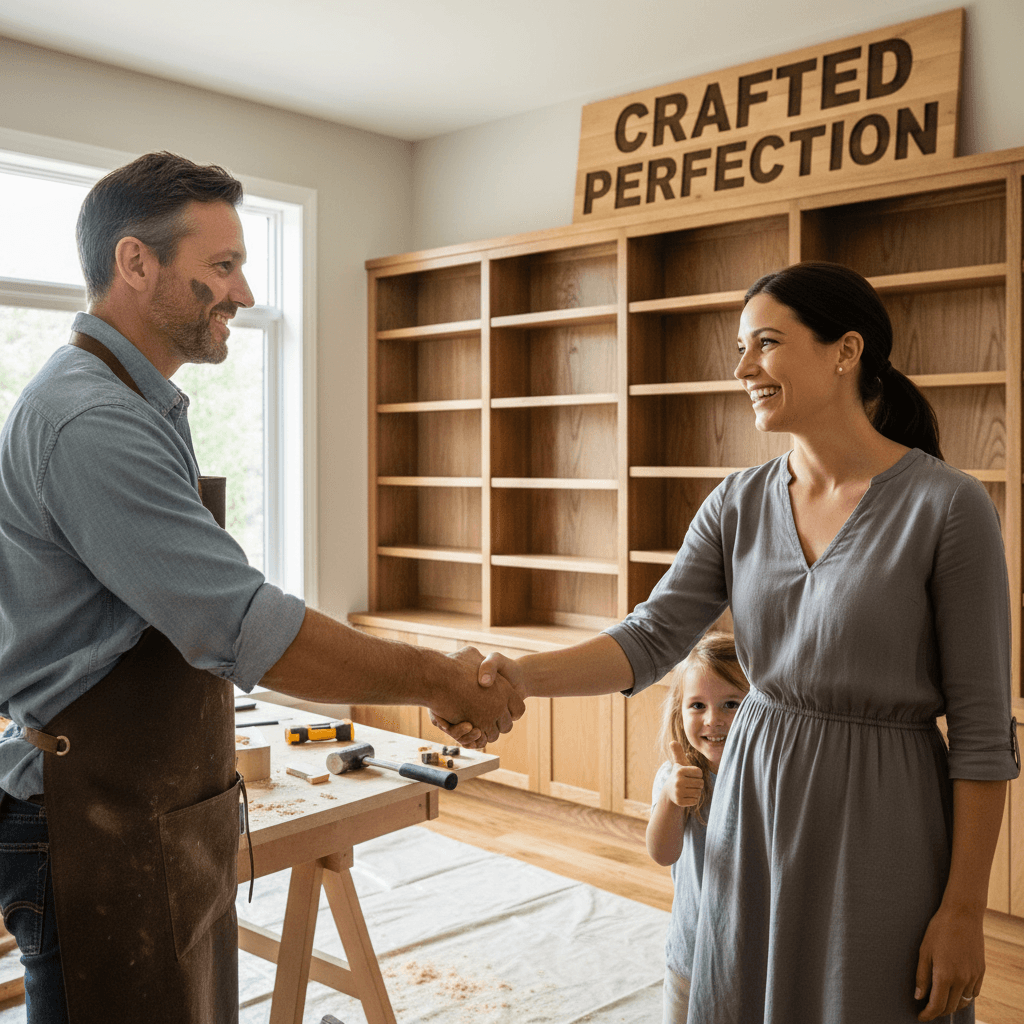 artisan serrant la main d'un client après une installation réussie